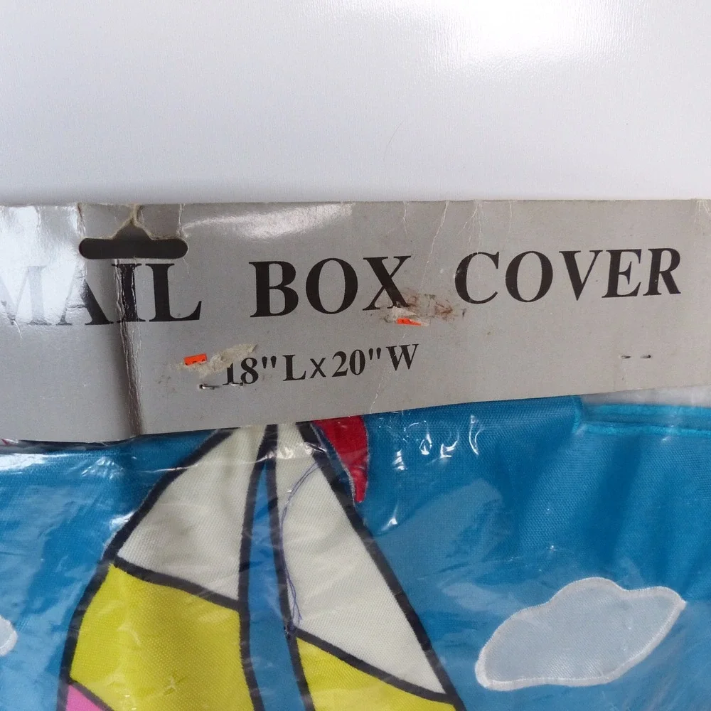 CBK Sailboat Mailbox Cover Vintage 1994 Nautical Banner Decor 18x20 Neon 90s NOS